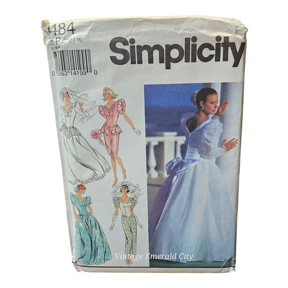 Vtg Simplicity 8484 Wedding Dress Pattern Retro Size 12-16 Uncut Taylor Fashion - Picture 8 of 8